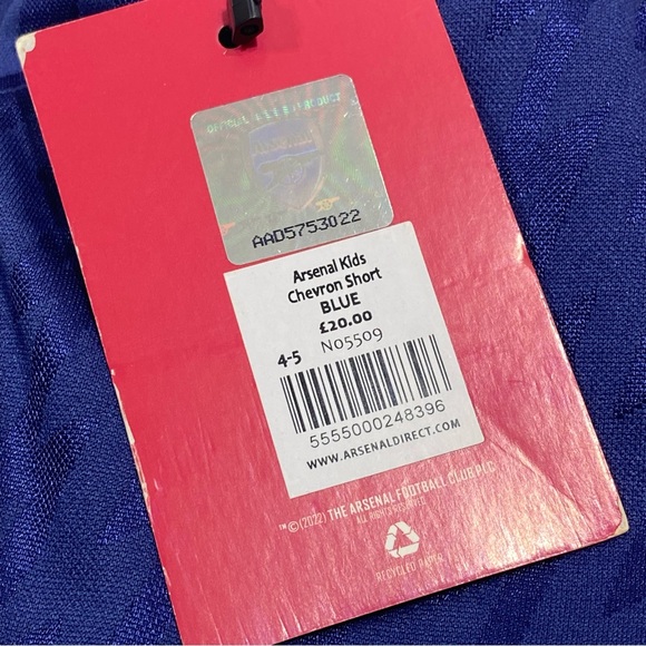 NEW - Arsenal Kids - Chevron Shorts - Blue - Size 4-5 - Picture 5 of 6